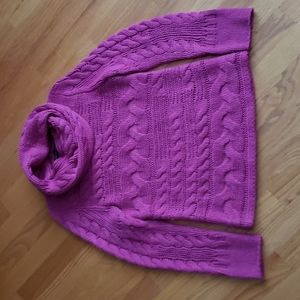 Banana Republic petite small yarn wooden cowl neck sweater, magenta color